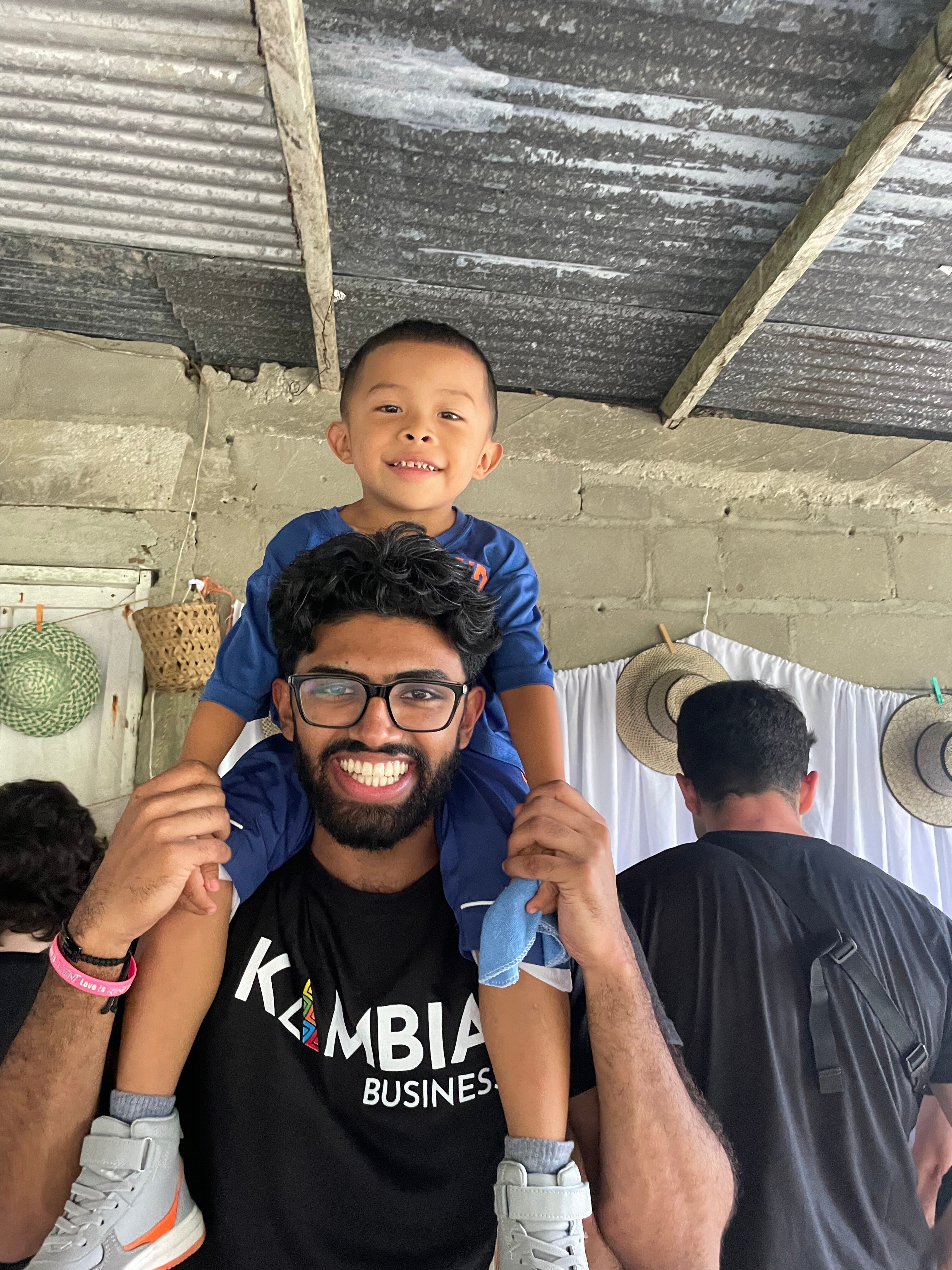 Student interacting with community member